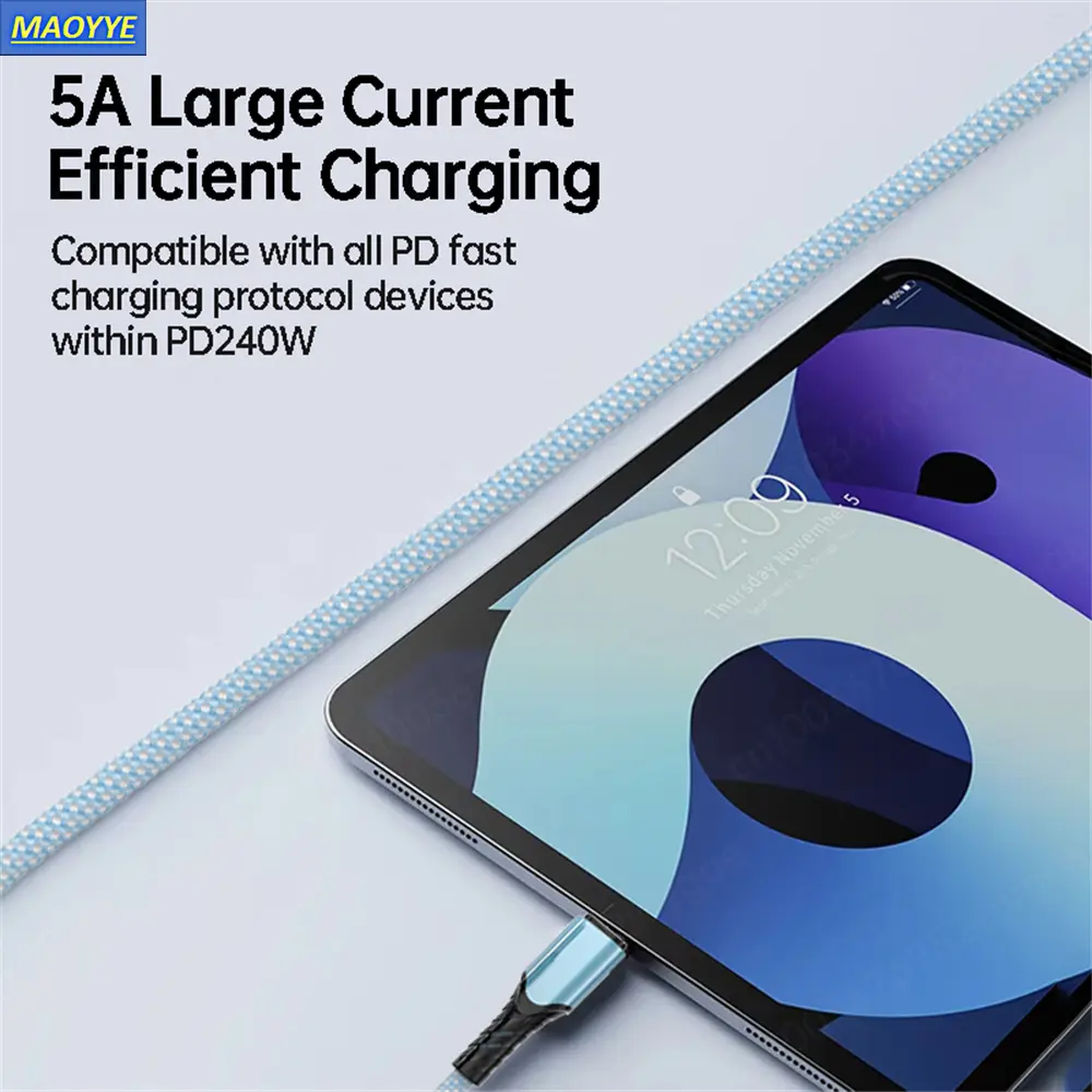 MAOYYE 240W USB C Cable Power Wire QC4.0 for MacBook Samsung iPhone 15 16 USB C to C PD Cable 48V5A Fast Charging Type C Cable