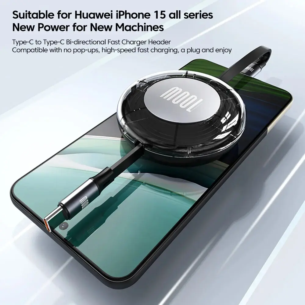 NNBILI 100W Type C to Type C Cable PD Fast Charging USB C to USB C For IPhone 15 Pro Samsung iPad Quick Charge Shrink Data Cable