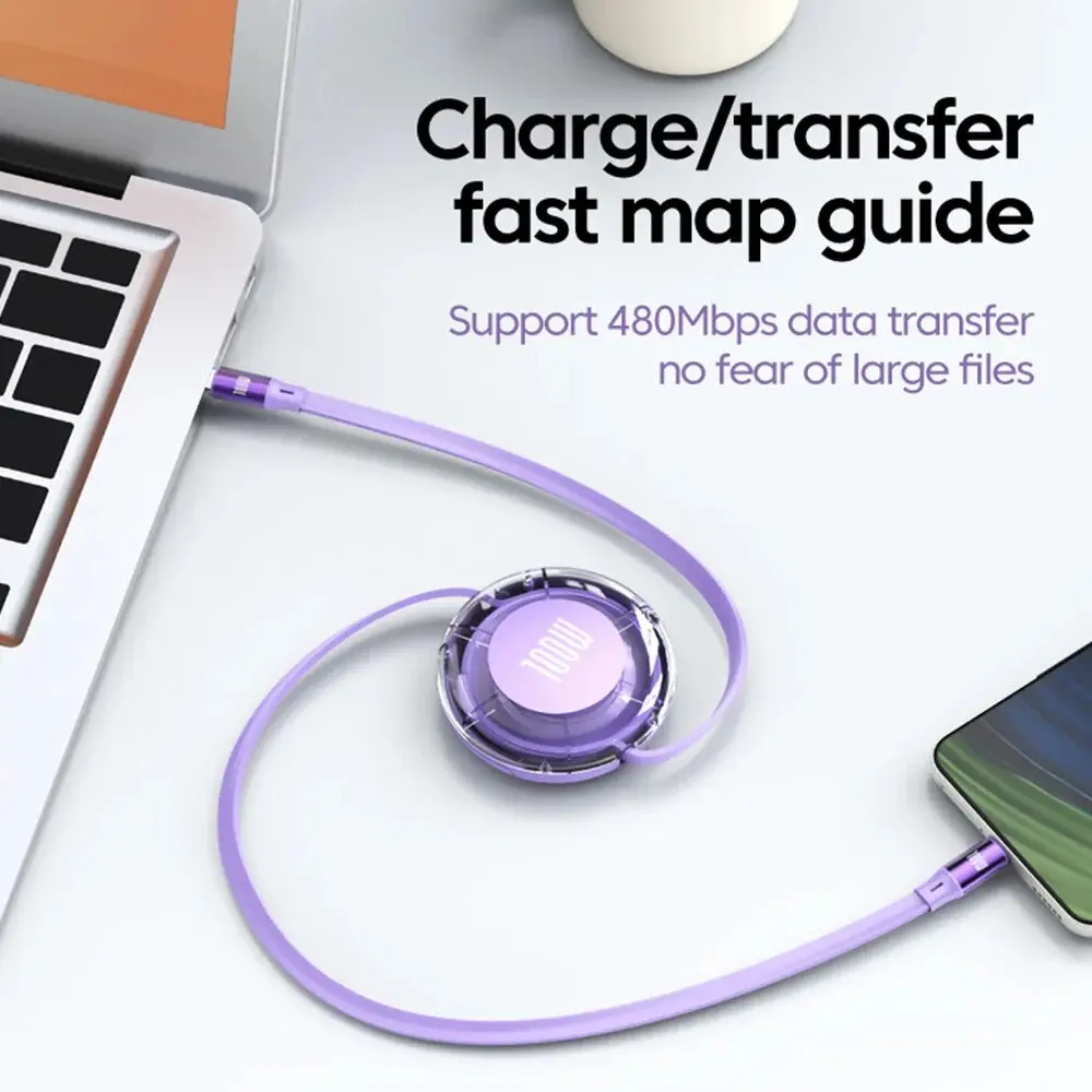 NNBILI 100W Type C to Type C Cable PD Fast Charging USB C to USB C For IPhone 15 Pro Samsung iPad Quick Charge Shrink Data Cable