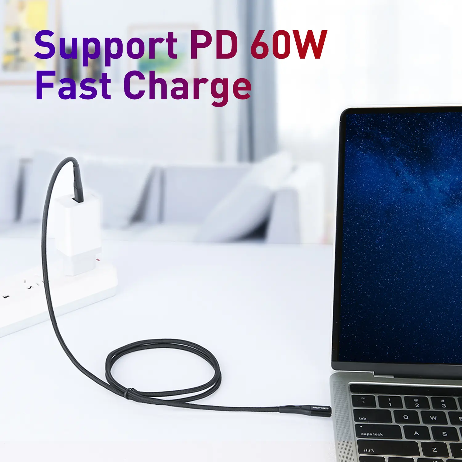 PD 60W Type C to Type C Cable 3A USB C Fast Charging Cable for iPhone Xiaomi Redmi Huawei Samsung Tablets Laptops 0.5M/1M/2M/3M
