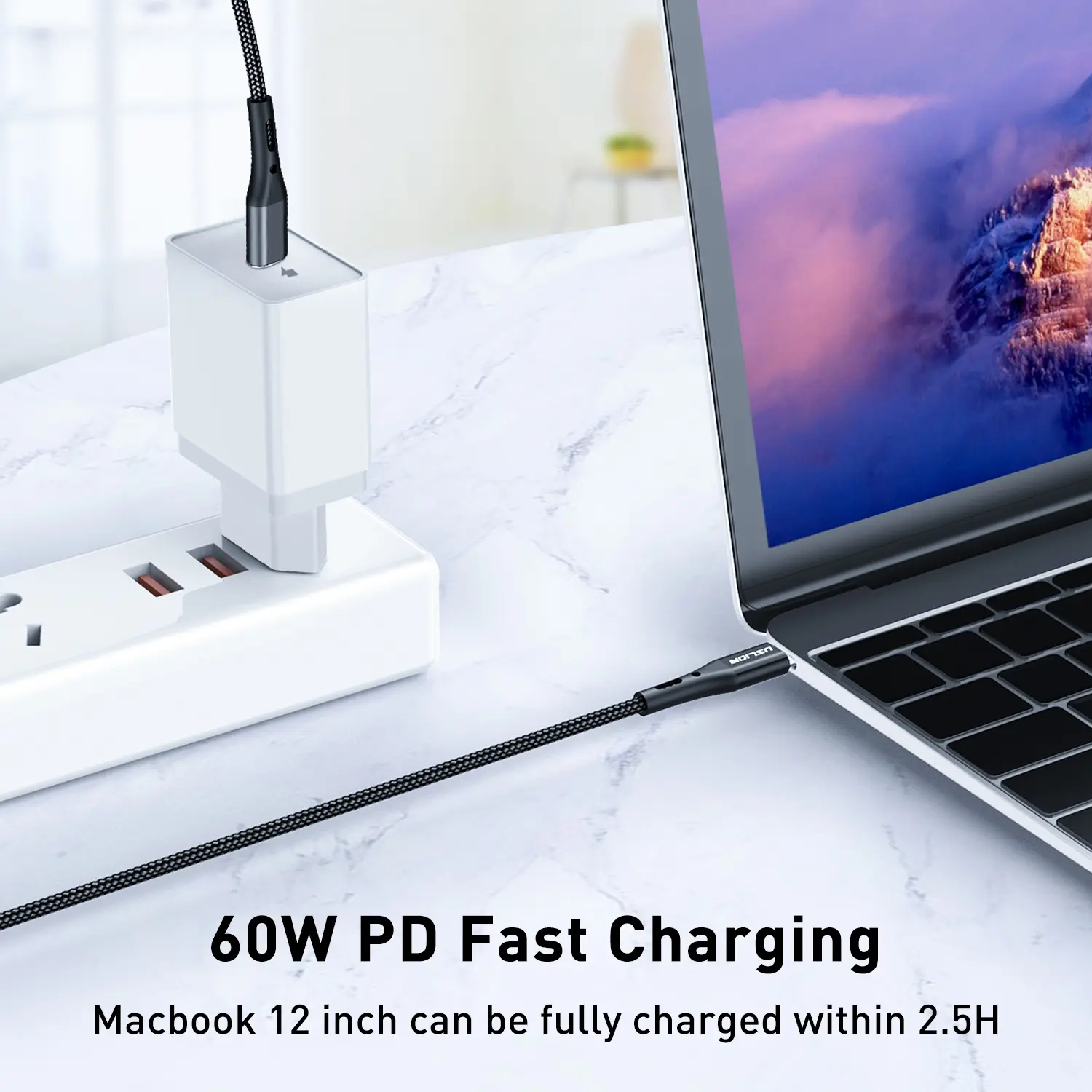 PD 60W Type C to Type C Cable 3A USB C Fast Charging Cable for iPhone Xiaomi Redmi Huawei Samsung Tablets Laptops 0.5M/1M/2M/3M