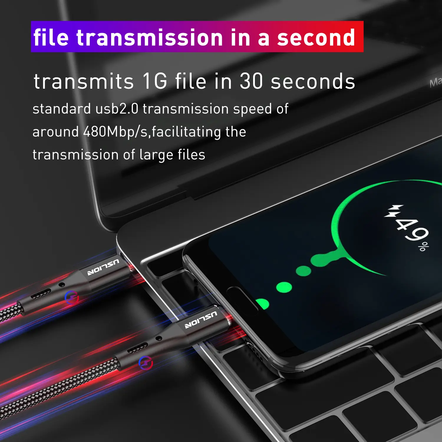 PD 60W Type C to Type C Cable 3A USB C Fast Charging Cable for iPhone Xiaomi Redmi Huawei Samsung Tablets Laptops 0.5M/1M/2M/3M