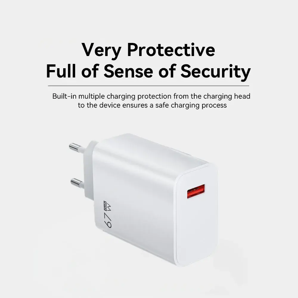 GaN 67W Charger Turbo Quick Charge 3.0 EU US UK Adapter USB Type C Cable for Xiaomi 14 13 12 Redmi Note Fast Charging Charger