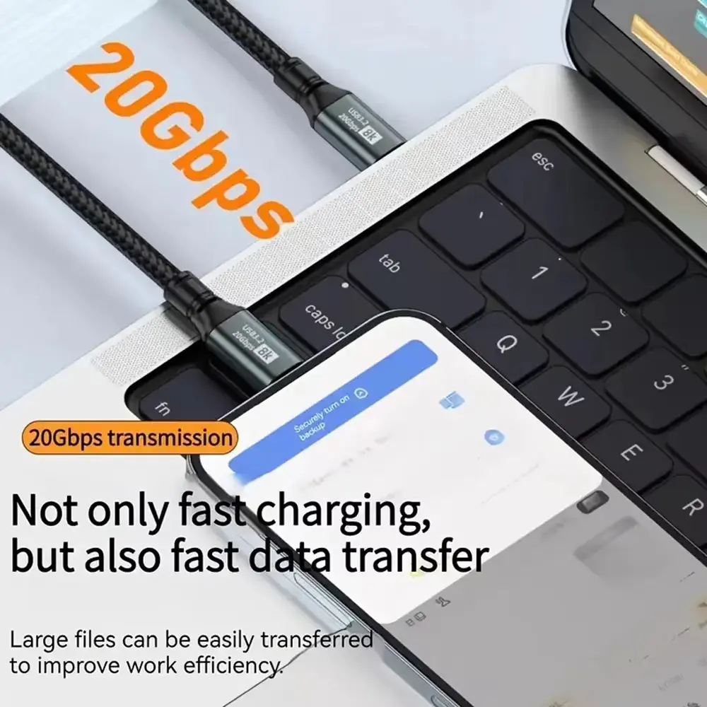 PD 3.2 100W USB C to USB C Cable Type-C Gen2 20Gbps 8K @ 60Hz Video Data Cord for PC Laptop Macbook iPad iPhone 15 Pro Max