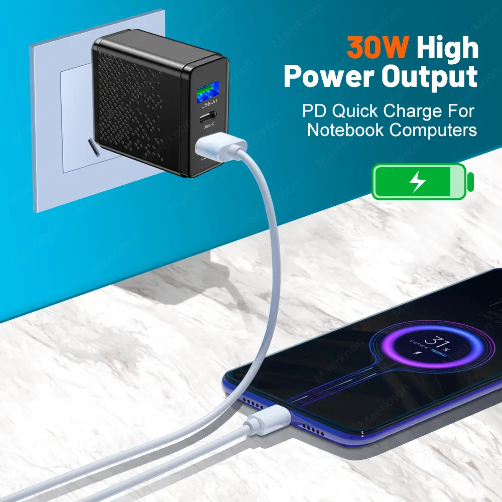 USB C Charger 30W PD Type C Fast Charging Phone Charger Adapter For iPhone Samsung Huawei Xiaomi QC3.0 3 Ports USB Wall Charger