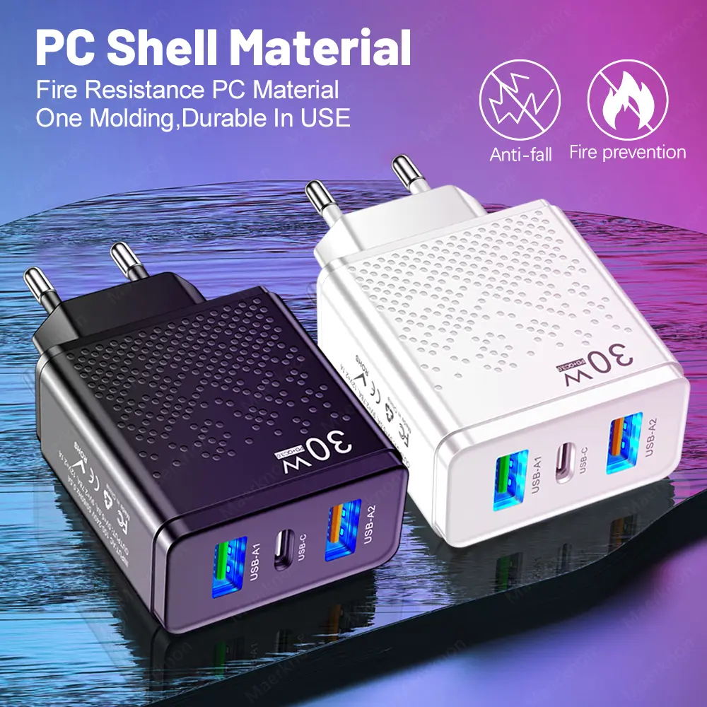 USB C Charger 30W PD Type C Fast Charging Phone Charger Adapter For iPhone Samsung Huawei Xiaomi QC3.0 3 Ports USB Wall Charger