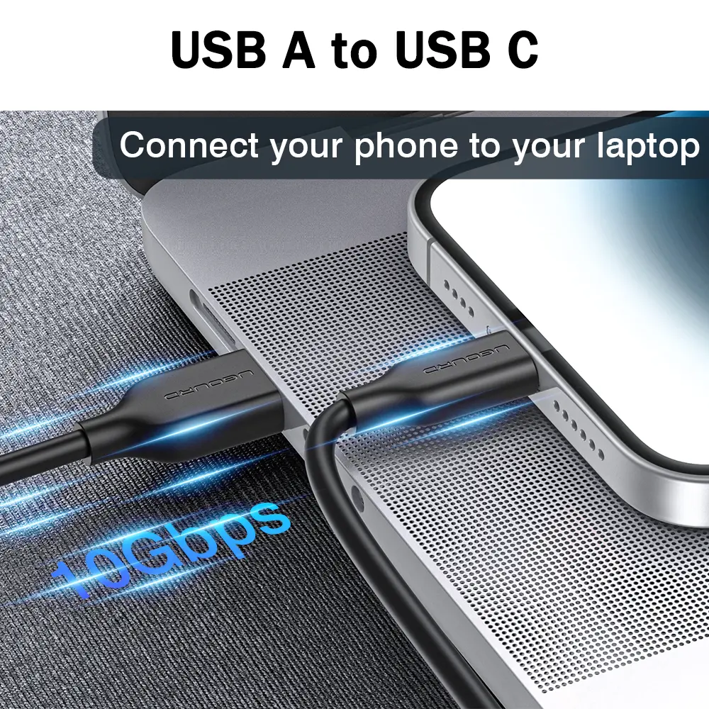 UGOURD USB3.2 10Gbps Cable USB 3.0/3.1/3.2 OTG Cable USB A to USB Type C Data Transfer SSD Hard Disk Cable 3A 60W QC 3.0
