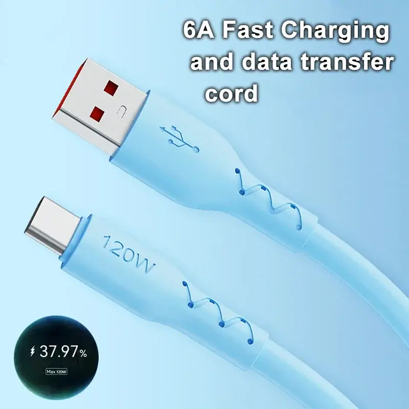 MAOYYE 120W 6A USB Type C Super Fast Charging Cable For Samsung Xiaomi Redmi Huawei Android Phone Charger Usb C Data Cord