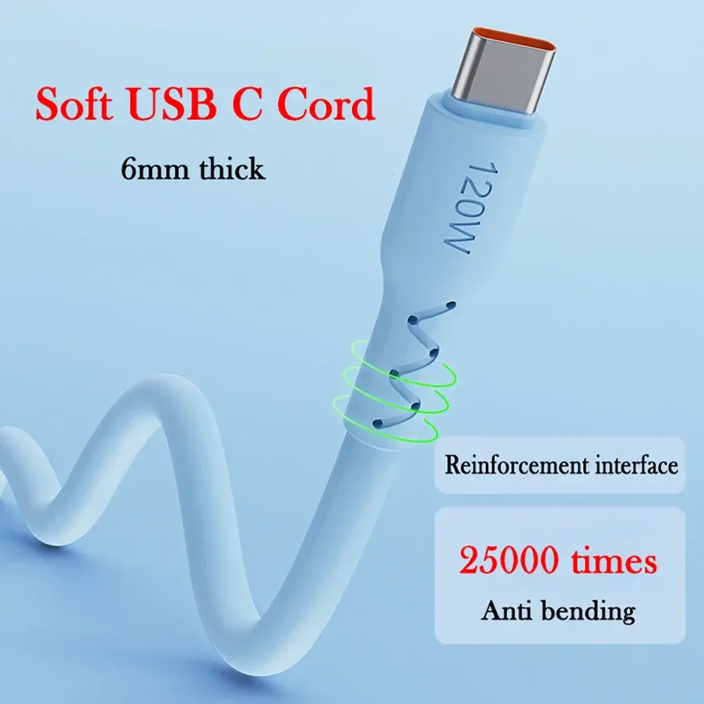 MAOYYE 120W 6A USB Type C Super Fast Charging Cable For Samsung Xiaomi Redmi Huawei Android Phone Charger Usb C Data Cord
