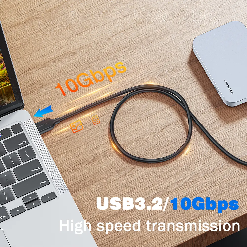 UGOURD USB3.2 10Gbps Cable USB 3.0/3.1/3.2 OTG Cable USB A to USB Type C Data Transfer SSD Hard Disk Cable 3A 60W QC 3.0