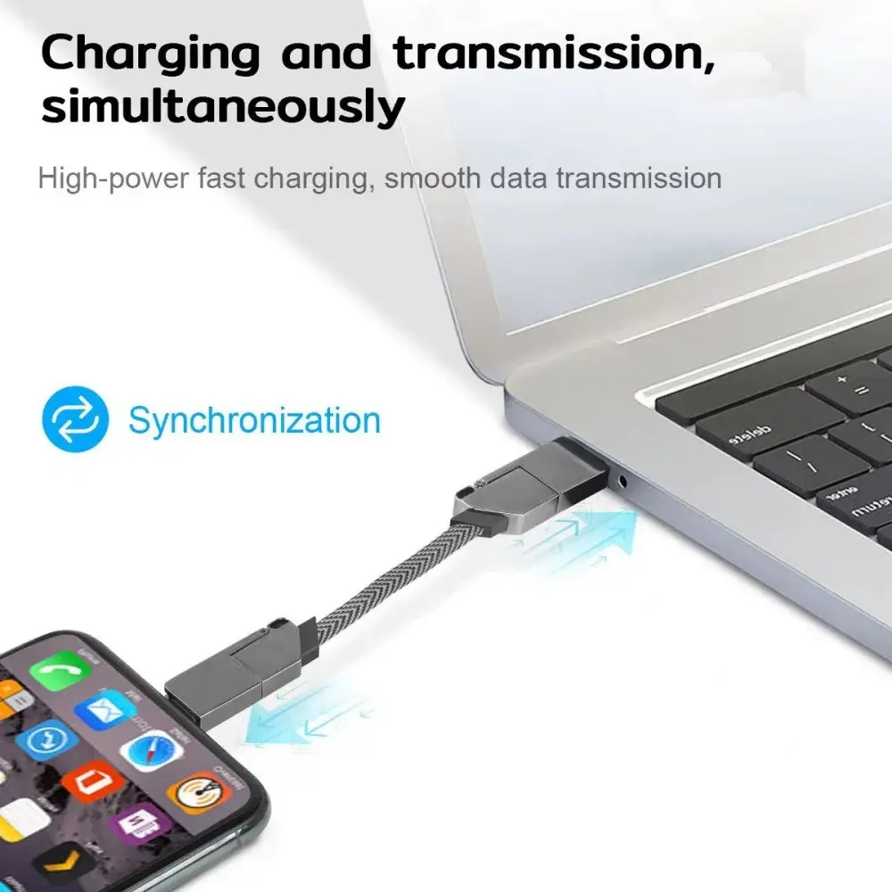 Multi 4 in 1 Fast Charging Data Cable TYPE-C 60W/IOS 27W Quick PD Line Magnetic Attraction Keychain for iPhone Mobile Phone