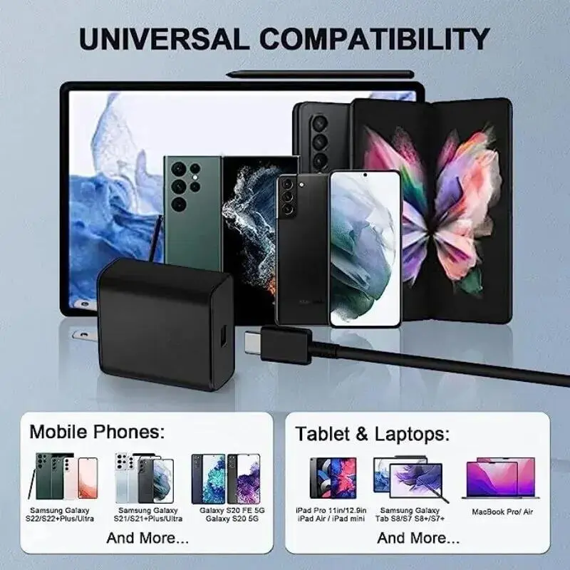 45W PD USB C Charger Super Fast Charger For Samsung Galaxy S22 S23 Ultra Note 20 Type C Cable Quick Charge Phone Charger Adapter