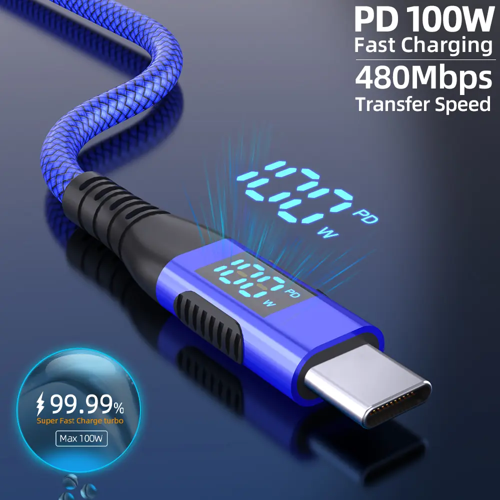 LAIHONEN 100W USB Type C To USB CCable 100W Fast Charging Charger Wire For Xiaomi Samsung Laptop USBC Cord 1M 2M 3M