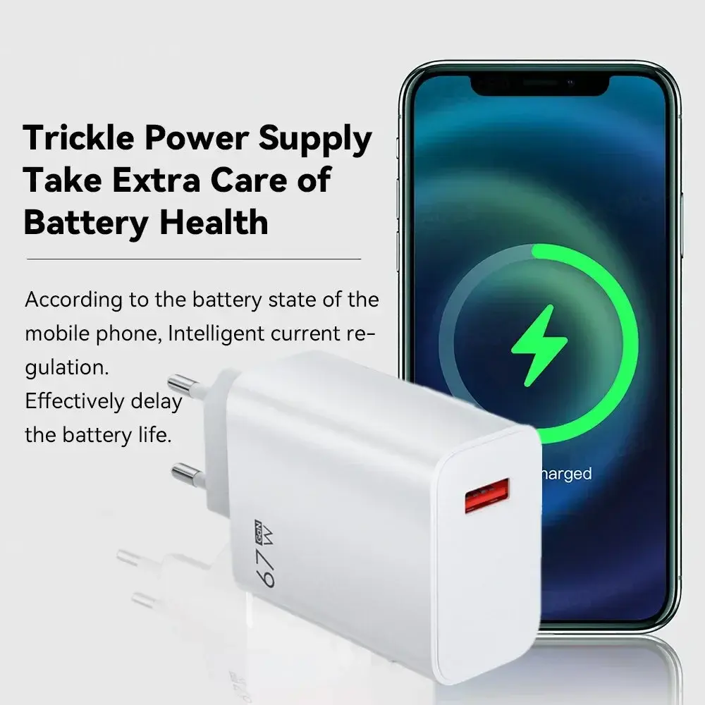 USB GaN Charger Total 67W Fast High Speed Quick Charging Phone Charger Portable Wall Adapter For Xiaomi 14 13 Pro Lite Redmi K70