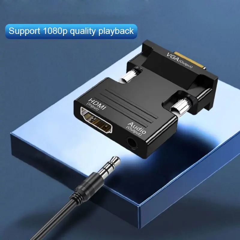 HDMI-compatible Female To VGA Male Converter with 3.5mm Audio Cable for PS4 Monitor Projector PC Laptop 1080P HD  To VGA Adapt