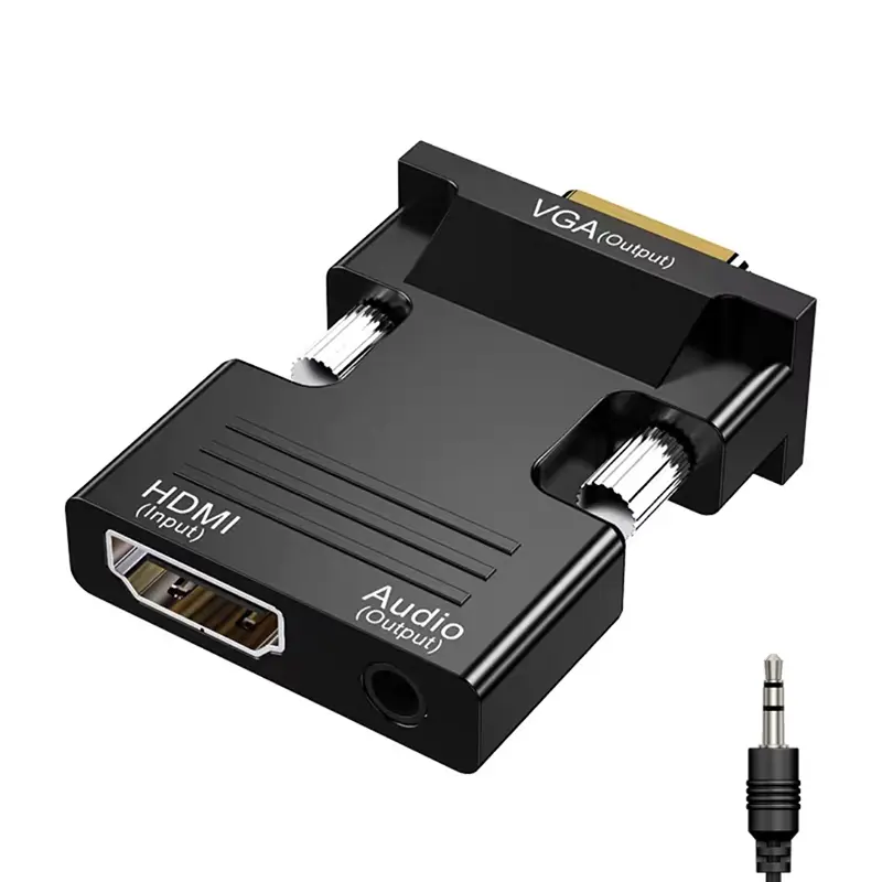 HDMI-compatible Female To VGA Male Converter with 3.5mm Audio Cable for PS4 Monitor Projector PC Laptop 1080P HD  To VGA Adapt