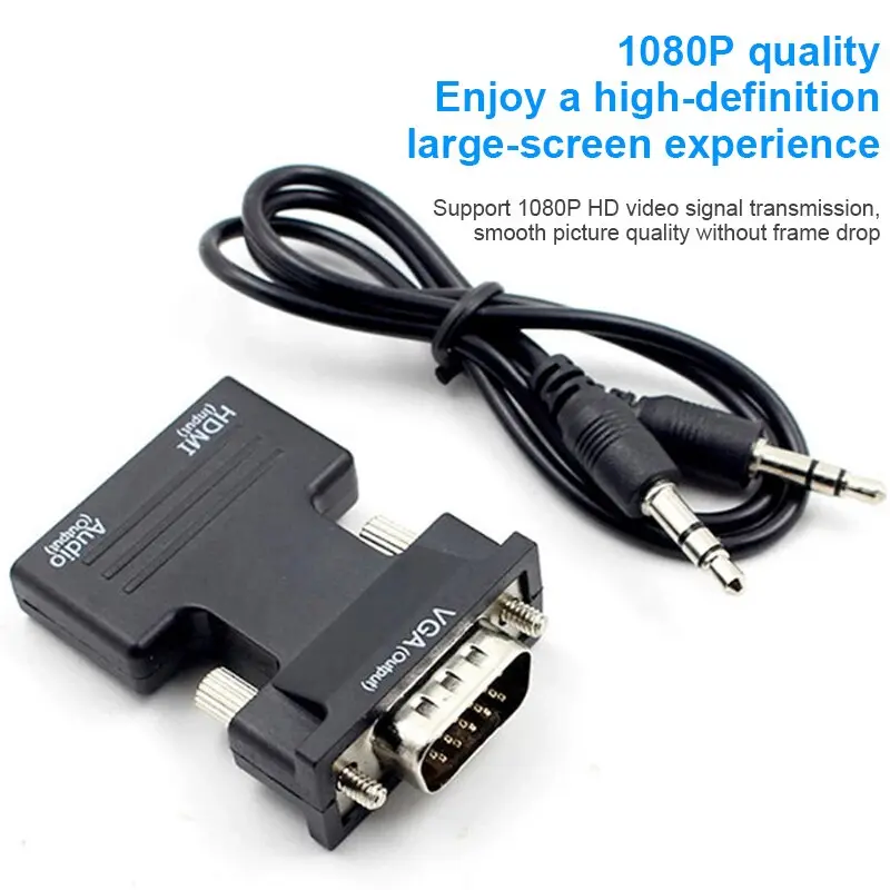 HDMI-compatible Female To VGA Male Converter with 3.5mm Audio Cable for PS4 Monitor Projector PC Laptop 1080P HD  To VGA Adapt