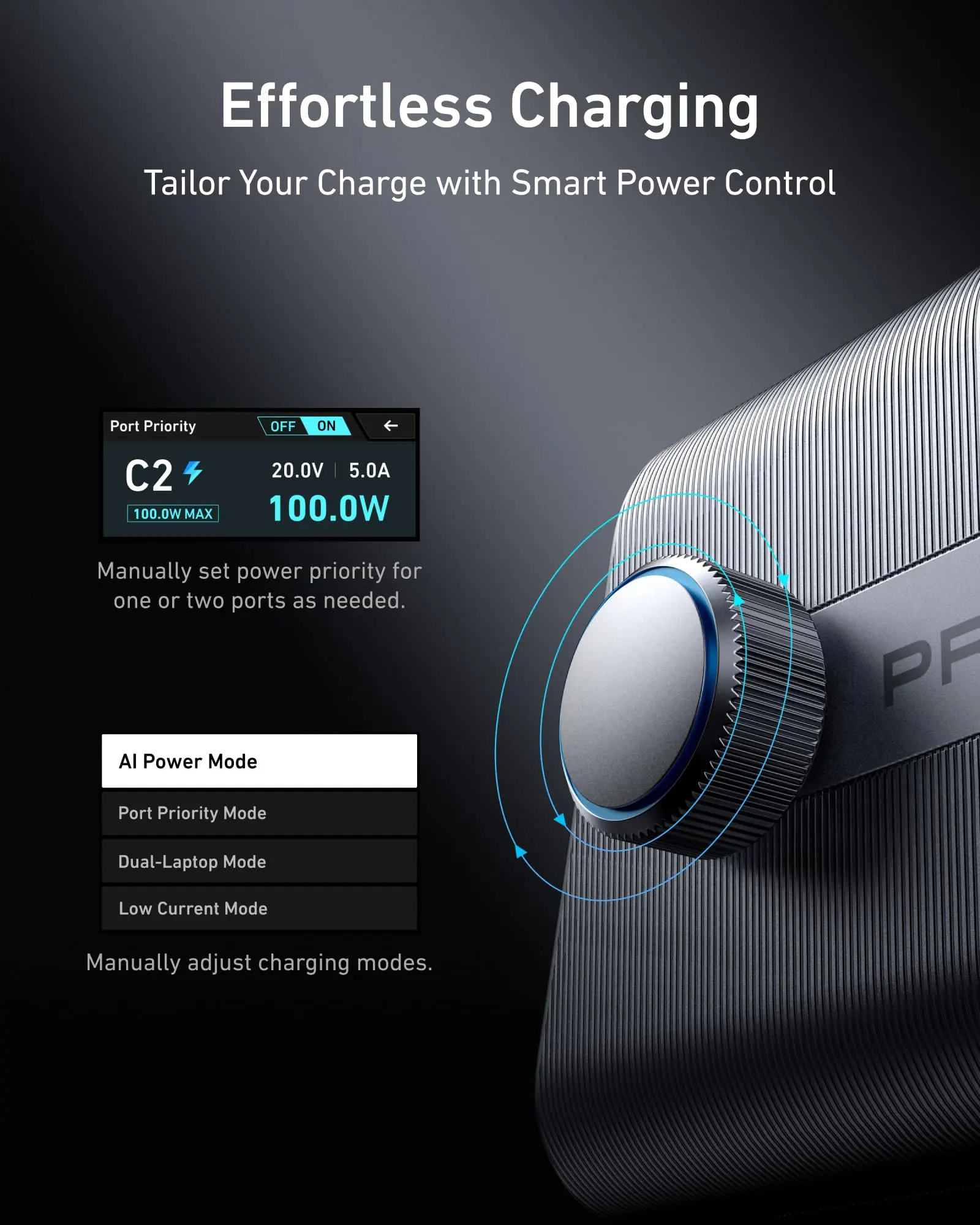Anker Prime 250W USB-C Charger, Ultra-Fast 6-Port GaN Charging Station, 2.26" LCD Display and Smart Control Dial
