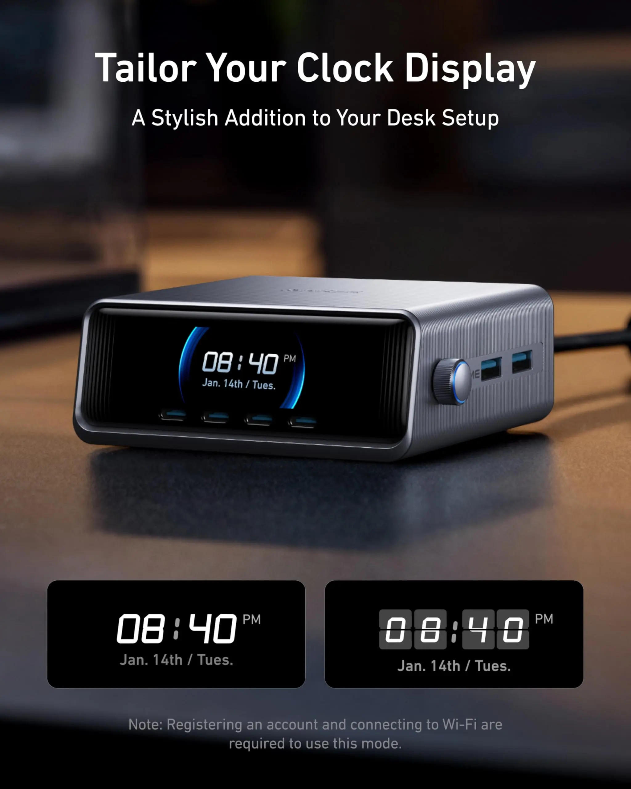 Anker Prime 250W USB-C Charger, Ultra-Fast 6-Port GaN Charging Station, 2.26" LCD Display and Smart Control Dial