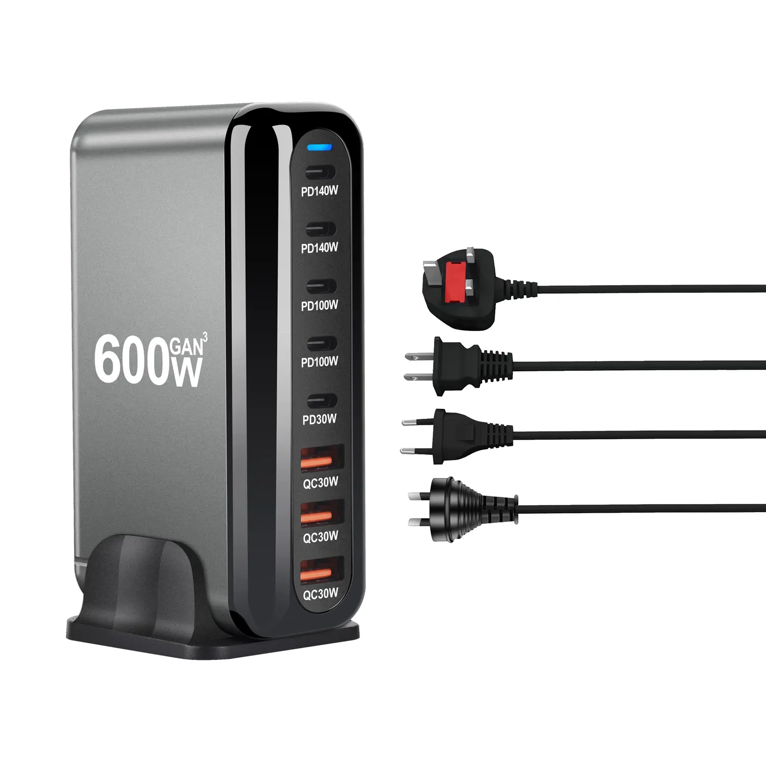 NEW 600W Gan Fast Charge 3.0 USB Type C Fast Charger Mobile 8-port 5C3A PD Charger  Convenient To Carry Tablet Charger