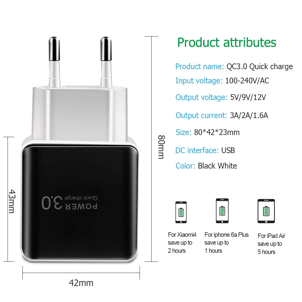 5V 3A USB Charger Quick Charge 3.0 4.0 Universal Fast Charging Power Adapter For iphone 11 Samsung  Xiaomi tablet fast charger