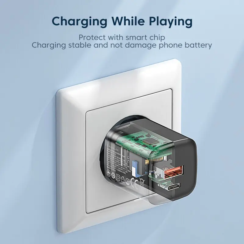 KUULAA USB C Charger 33W GaN Type C PD Fast Charging For iPhone 14 13 12 11 Pro Max XS 8 Plus For iPad Pro Air iPad Mini 2021