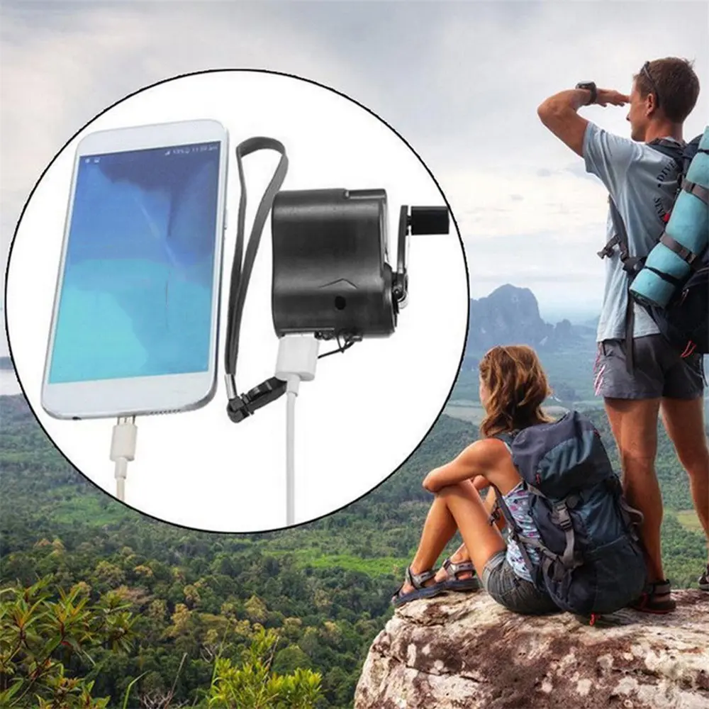 Portable USB Mobile Phone Emergency Charger Hand Crank Power Dynamo Suitable For Outdoor Camping Travel Charger