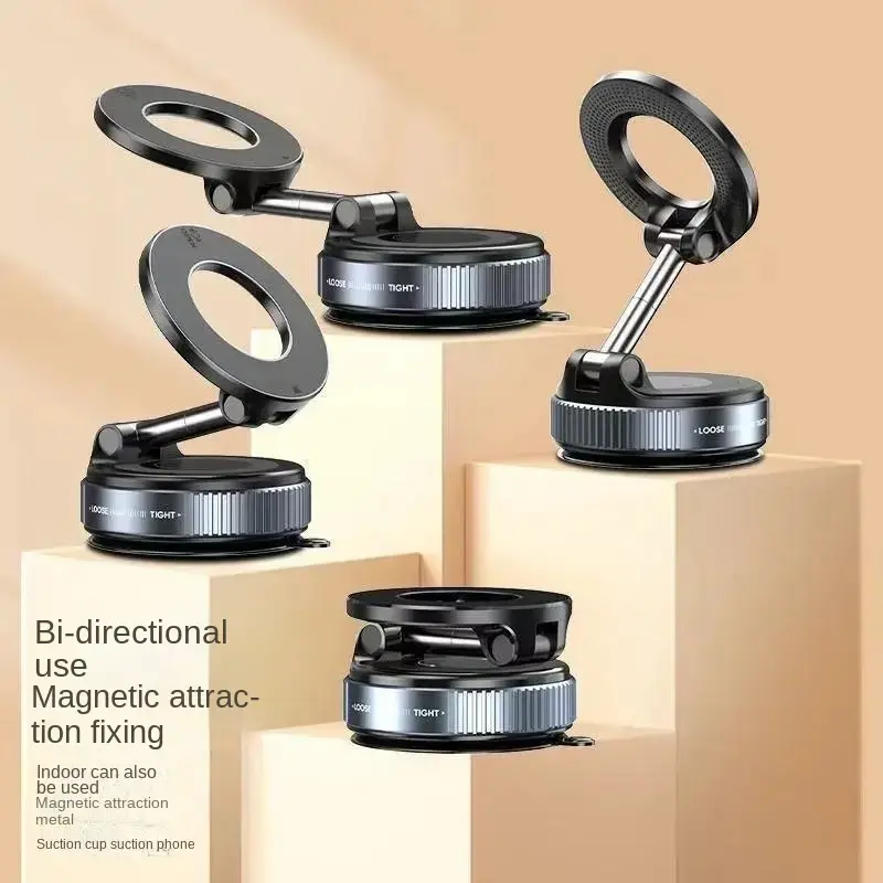 Car Mount Vacuum Magnetic Holder Foldable Strong Suction Stand For Cell Phone For iphone 16 15 12 13 14 Live Streaming
