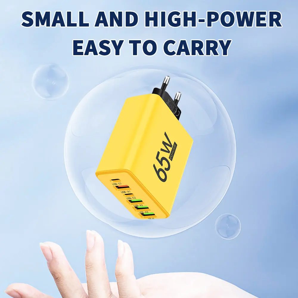 65W 6-port PD+USB Charger EU/US Plug Smartphone Fast Charging Wall Charger Mobile Phone Accessories For iPhone Samsung Xiaomi 15