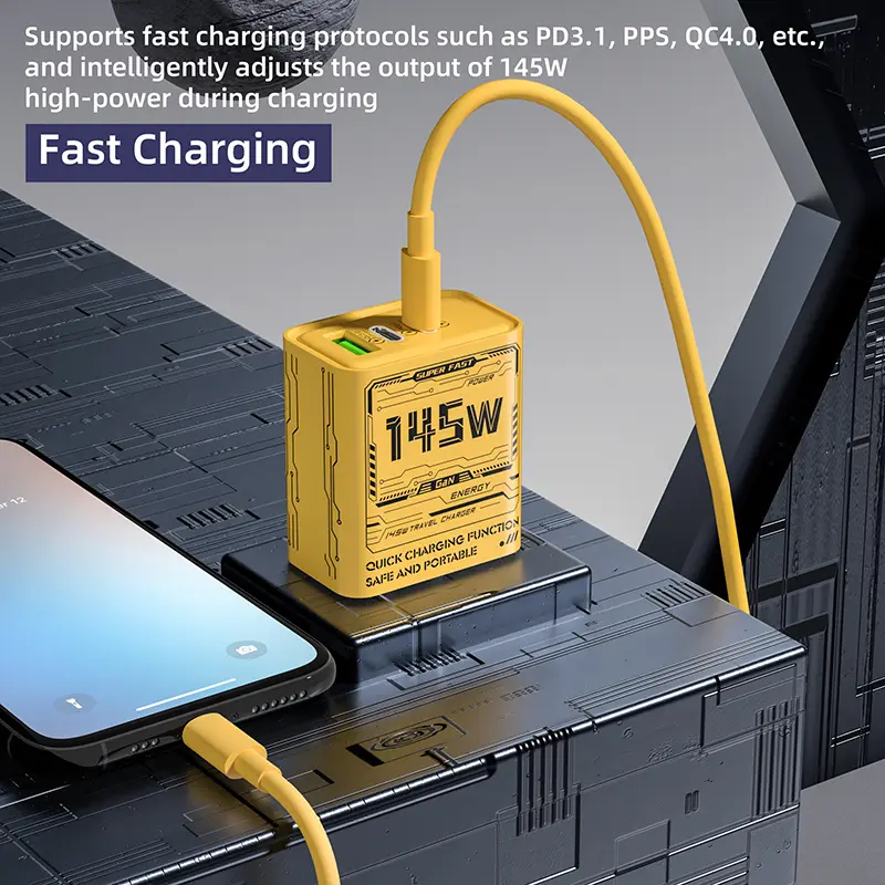 Xiaomi 145W Fast Charger Mech Style PD USB 3 Ports Charger Fast Travel Charger For iPhone Samsung Huawei Xiaomi EU US UK Plug