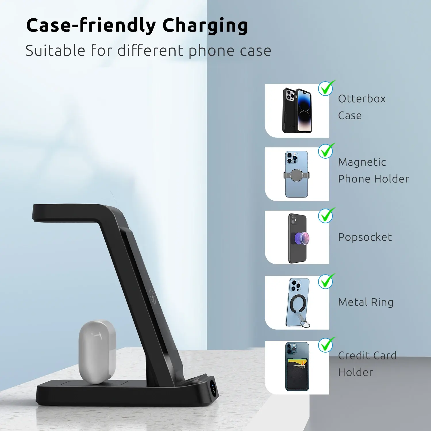 3 In 1 Foldable Wireless Charger Stand For iPhone  14 13 12 Pro Max Plus IWatch AirPods 3/2 15W  Charging Station Dock Holder