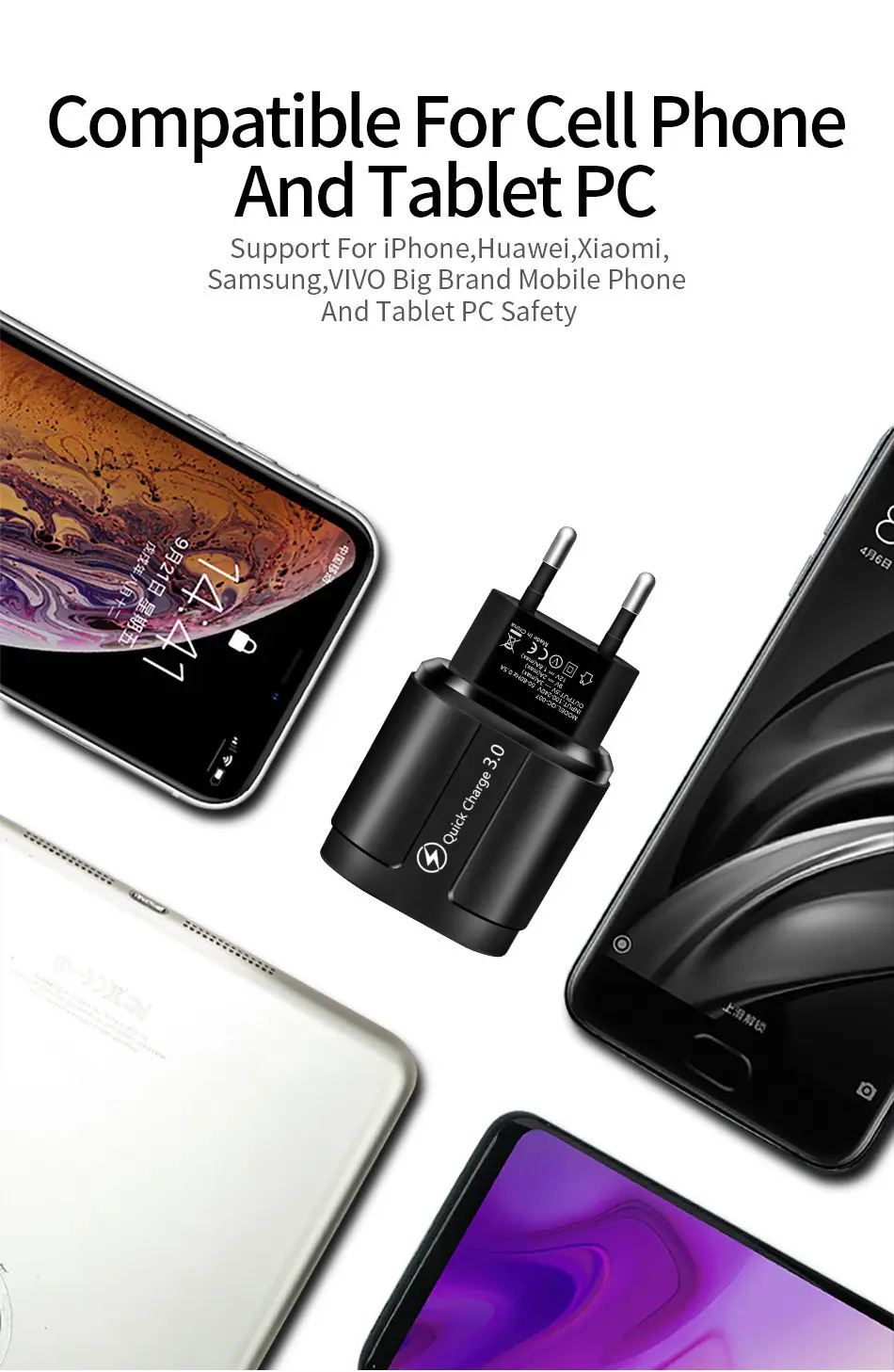 Quick Charge 3.0 4.0 5V 3A Usb Charger For iPhone Xiaomi Samsung S20 Tablets Universal qc3.0 Fast Charging Moblie Phone Chargers