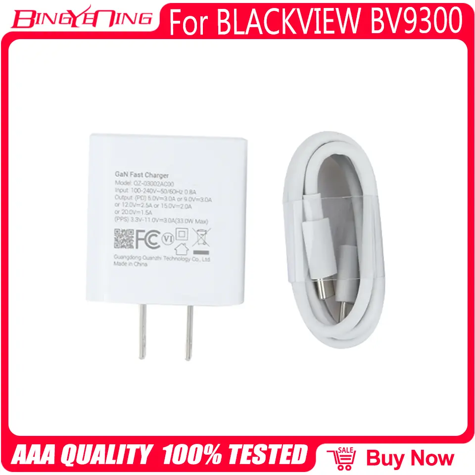 New Original USB Power Adapter Charger For Blackview BV9300 EU Plug Travel 5V3A 9V3A TPYE-C USB Cable Data Line Charging Cable
