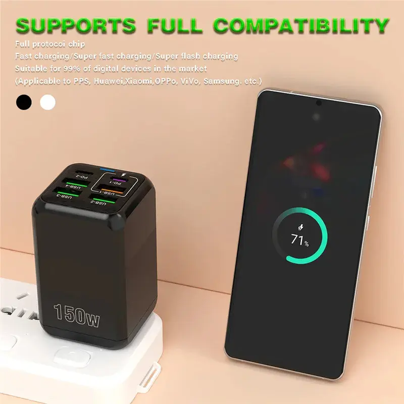 Xiaomi 150W Super Quick Charger 6 Ports PD QC 3.0 USB C Ultra High Speed Fast Charging For iPhone  Xiaomi Samsung Charger