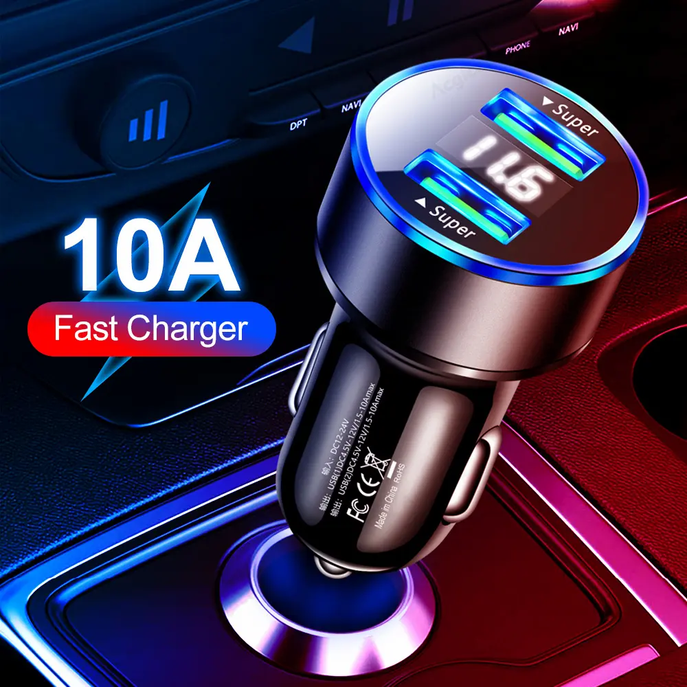 10A Super fast Charging Dual USB Car Charger Phone Charger For iphone 14 Pro Samsung Huawei Xiaomi poco Car QC3.0 Phone Adapter