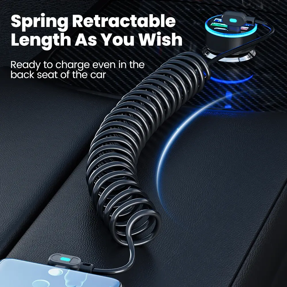 Olaf 60W Spring Telescopic USB C To Type C Fast Charging Cable For iPhone 15 16 Samsung Xiaomi 90° Elbow USB Type C Cable Wire