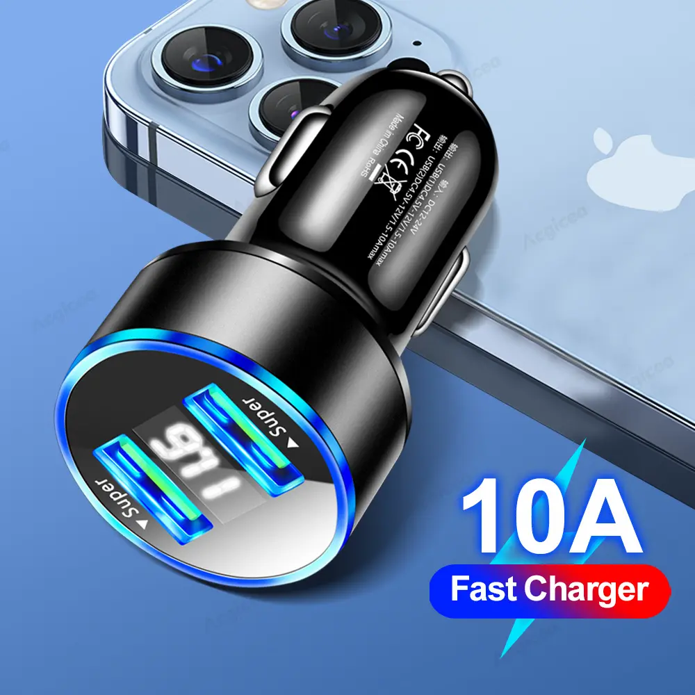 10A Super fast Charging Dual USB Car Charger Phone Charger For iphone 14 Pro Samsung Huawei Xiaomi poco Car QC3.0 Phone Adapter