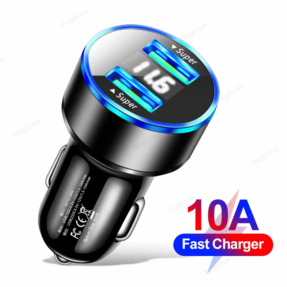 10A Super fast Charging Dual USB Car Charger Phone Charger For iphone 14 Pro Samsung Huawei Xiaomi poco Car QC3.0 Phone Adapter