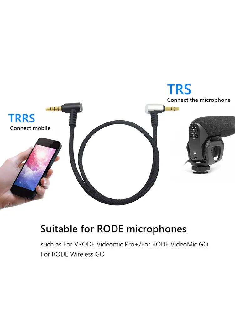Practical Microphone Cable TRS to TRRS Converter for VRODE Videomic Pro+/RODE VideoMic GO Replacement Instruments