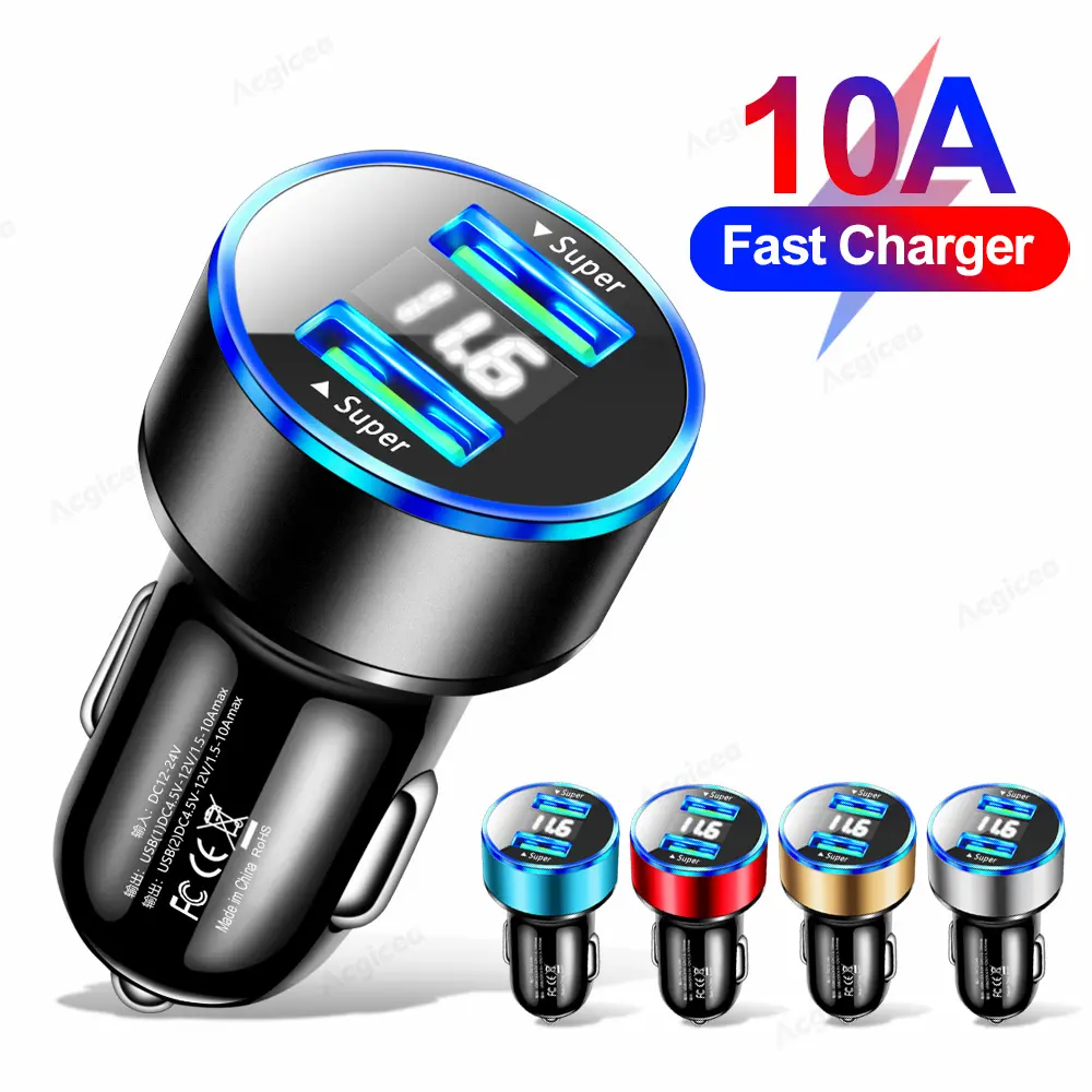 10A Super fast Charging Dual USB Car Charger Phone Charger For iphone 14 Pro Samsung Huawei Xiaomi poco Car QC3.0 Phone Adapter