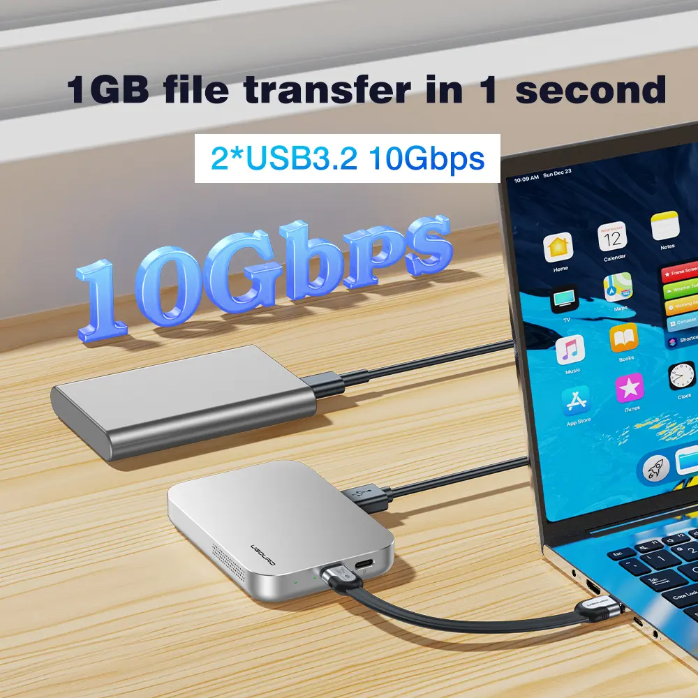 UGOURD M.2 SSD Enclosure Magnetic Type C Hub USB3.0 10Gbps Splitter Docking Station USB C to HDMI 4K Adapter Multiport M2 NVME