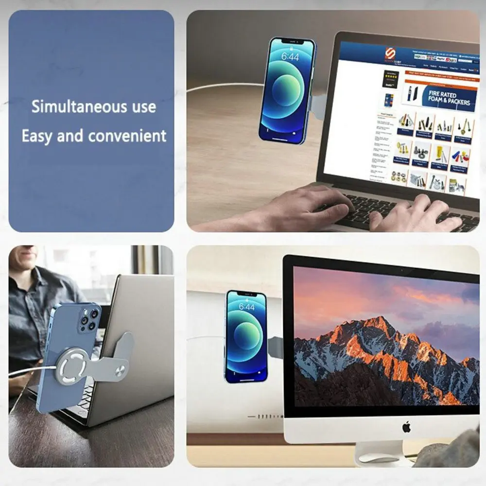 Laptop Phone Holder For Magsafe Phone Charger Holder Laptop Side Mount Kit iPhone 16 Pro Computer Wireless Bracket Accessories
