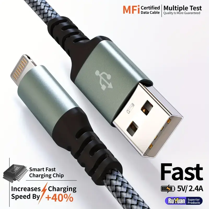USB to Lightning charge cable for iPhone 14 13 12 11 Pro Max 8 7 6 Fast charging cable Data cable for iPad Mini MFi Certified