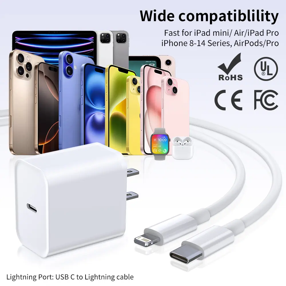 MFI Certified PD20W Fast Charging US Charger with USB Lightning Cable For iPhone 14 13 12 11 X XR XS Pro Max iPad USB C Charger