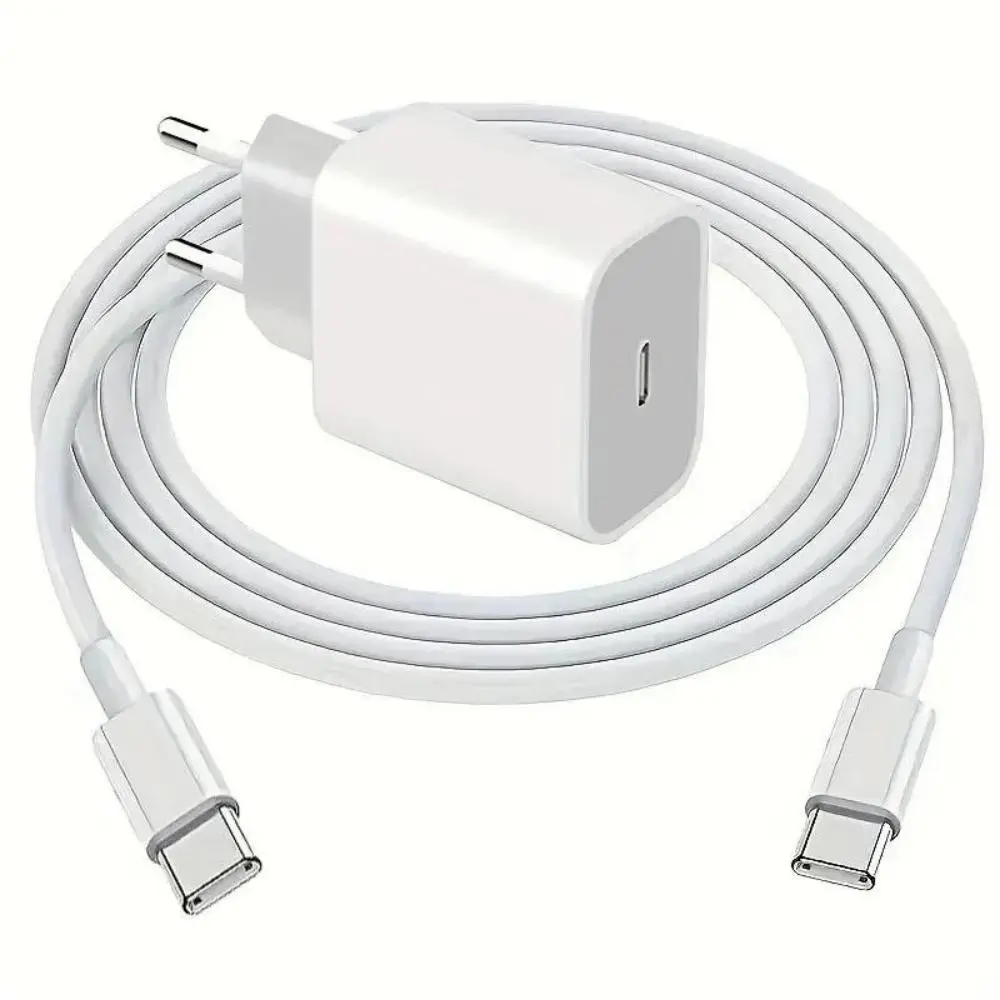 20W PD Fast Charging Charger EU Fro iPhone 15 Pro Max USB-C 15 Plus iPad Tablet Type-C Dual C Charging Data Cable
