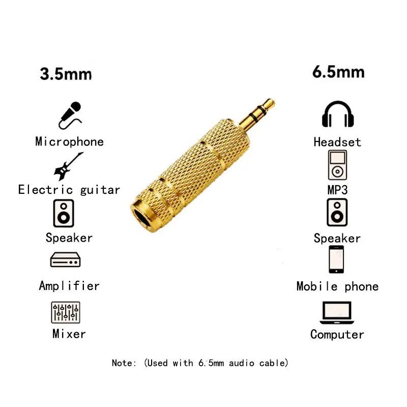 Audio 6.5 male to 3.5 female / 3.5 male jack to 6.35 female adapter amplifier adaptateur casque et micro small to large