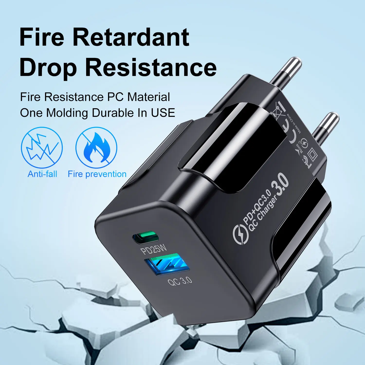 PD25W Korean Charger for iPhone 15 Pro Max USB Type C Fast Charger USB C Fast Chargig Charger KR Plug Quick Charger Wall Charger