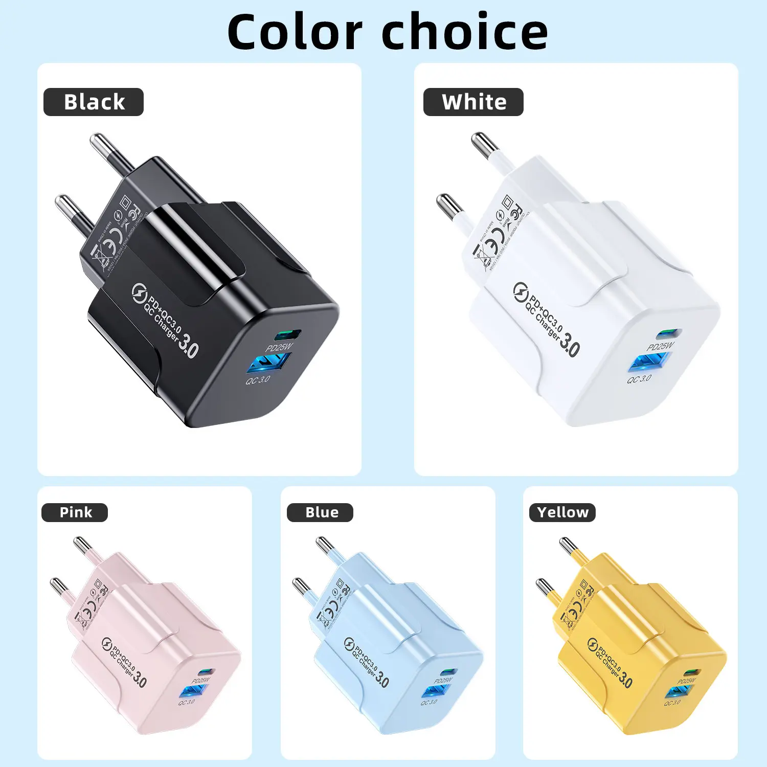 PD25W Korean Charger for iPhone 15 Pro Max USB Type C Fast Charger USB C Fast Chargig Charger KR Plug Quick Charger Wall Charger