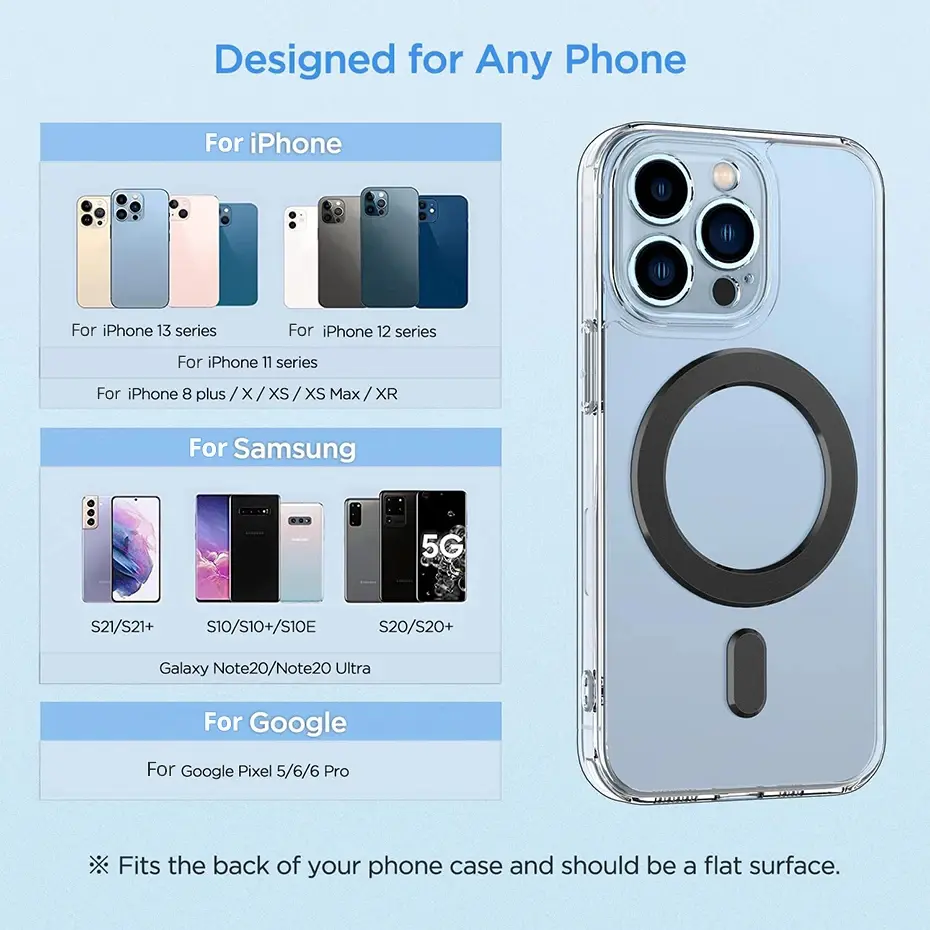 Bonola for Magnetic Ring Universal Sticker Support Wireless Charger for Car Holder Exclamation Mark 2 in 1 Magnet Ring