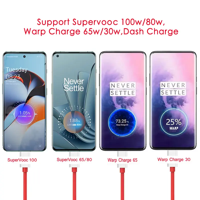 100W SuperVOOC Fast Charger Quick Charging Wall Phone Adapter for Oneplus 13r 12r 12 13 11 10 Ace 5 Pro USB Charger Type C Cable